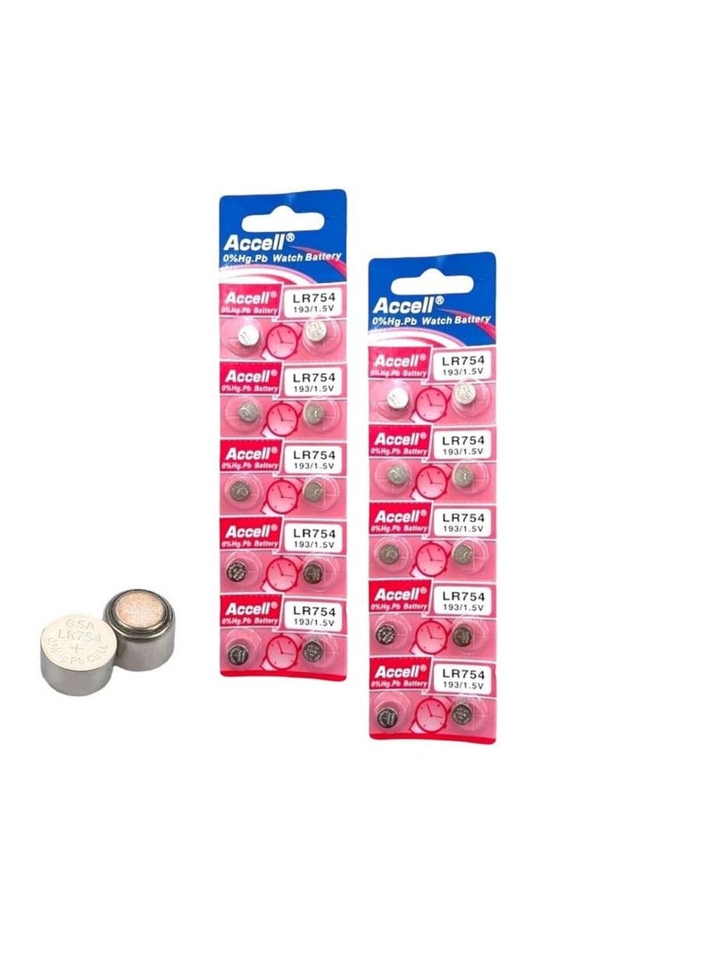 Accell 20-Pieces Accell AG5 LR754 (193) Alkaline 1.5V Batteries - Image 1