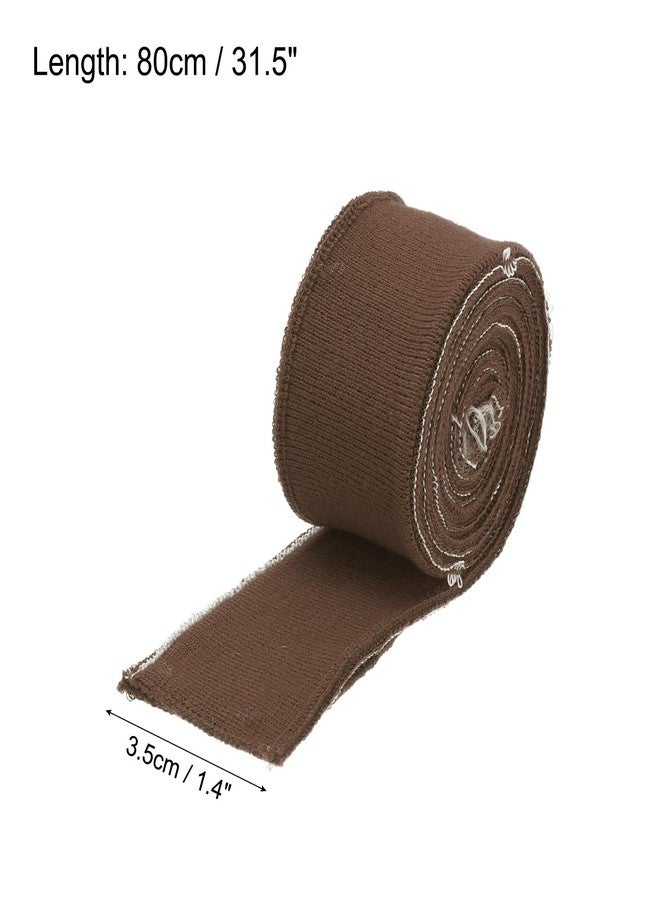 MECCANIXITY Elastic Cuffs Ribbed Trims 31.5" x 1.4'' Cotton Fabric Knit Rib Stretch Tape Cuff Sleeve Waistband for DIY Sewing, Brown 1 Pair - Image 2