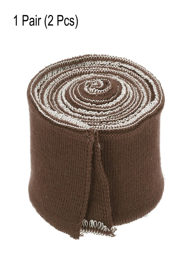 MECCANIXITY Elastic Cuffs Ribbed Trims 31.5" x 1.4'' Cotton Fabric Knit Rib Stretch Tape Cuff Sleeve Waistband for DIY Sewing, Brown 1 Pair - Image 3