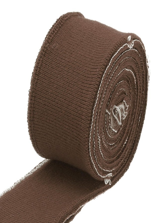 MECCANIXITY Elastic Cuffs Ribbed Trims 31.5" x 1.4'' Cotton Fabric Knit Rib Stretch Tape Cuff Sleeve Waistband for DIY Sewing, Brown 1 Pair - Image 1