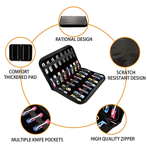 QEES Knife Case,Knife Display Case,Chef Knife Bag,32 Slots Knife Organizer Small Folding Knife Holder,Pocket Knife Storage for Men Collections Survival,Outdoor, Kitchen, EDC Mini Knife. - Image 5