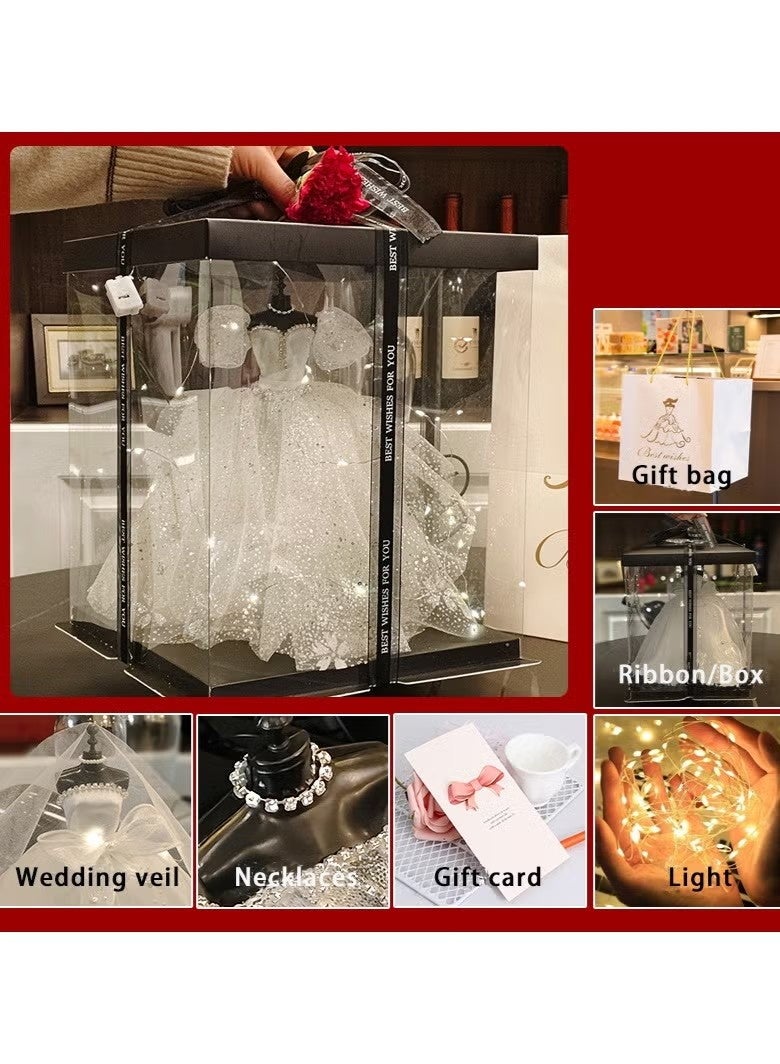 OMEVE Wedding Dress Gift Box,Wedding Dress Gift Set with Light,Anniversary, Birthday, Party, Valentine's Day Gifts for Girls Women Girlfriend - Image 4