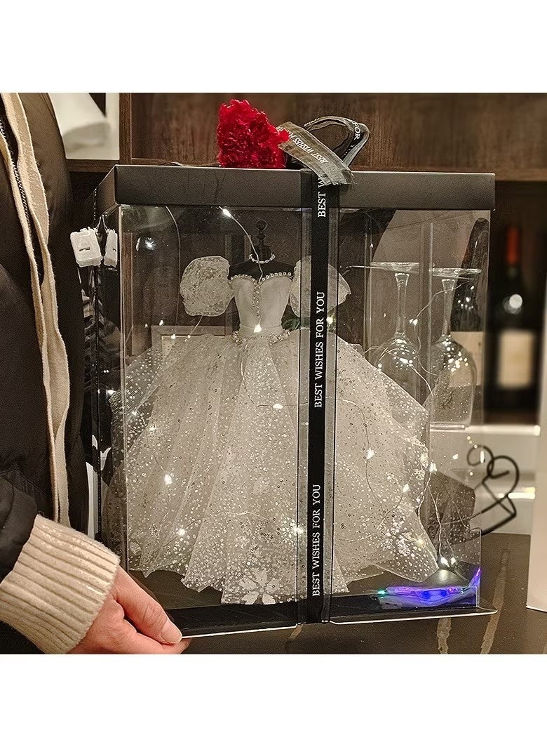 OMEVE Wedding Dress Gift Box,Wedding Dress Gift Set with Light,Anniversary, Birthday, Party, Valentine's Day Gifts for Girls Women Girlfriend - Image 1