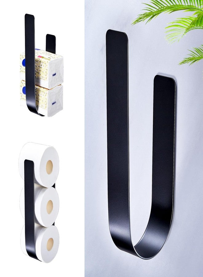 WAYASI Toilet Paper Storage Wall Mount, Adhesive Toilet Paper Roll Storage for Bathroom Camper, Wall Spare Toilet Paper Holder Extra TP Holder Stand, Metal Matte Black Tissue Holder Organizer - Image 1