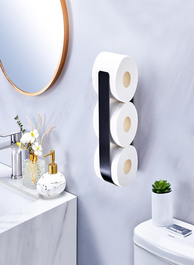 WAYASI Toilet Paper Storage Wall Mount, Adhesive Toilet Paper Roll Storage for Bathroom Camper, Wall Spare Toilet Paper Holder Extra TP Holder Stand, Metal Matte Black Tissue Holder Organizer - Image 2