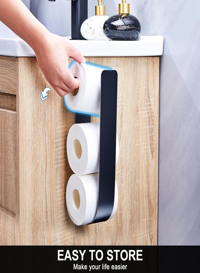 WAYASI Toilet Paper Storage Wall Mount, Adhesive Toilet Paper Roll Storage for Bathroom Camper, Wall Spare Toilet Paper Holder Extra TP Holder Stand, Metal Matte Black Tissue Holder Organizer - Image 5