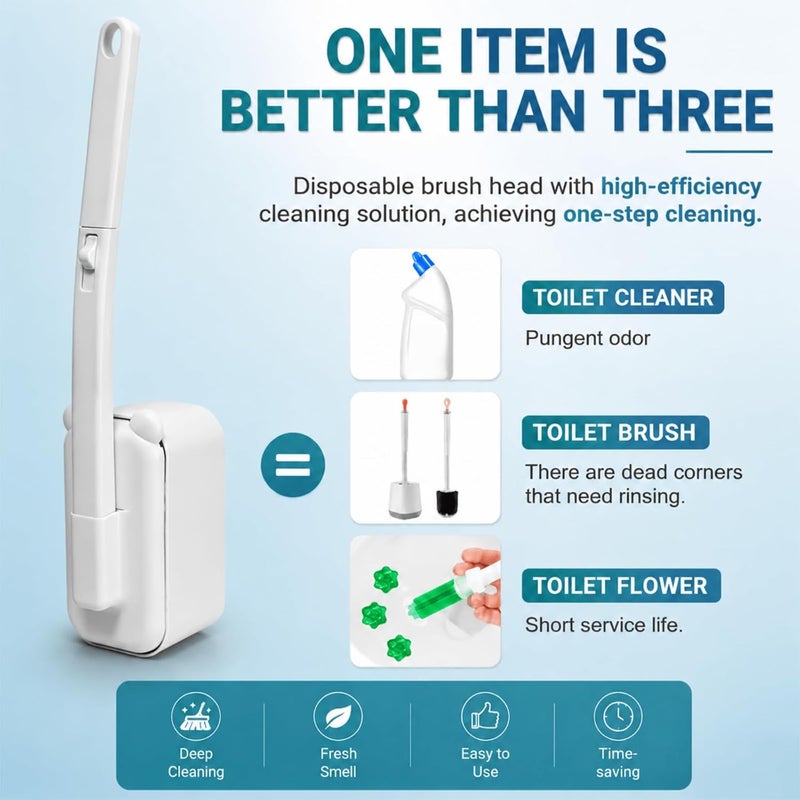 clowand Disposable Toilet Brush,Toilet Bowl Cleaner, Toilet Cleaning Supplies, Toilet Bowl Brush,Toilet Cleaner Brush,Toilet Brush with Holder, 48 Refills for Deep Cleaning and Hygienic Bathroom Maintenance - Image 3
