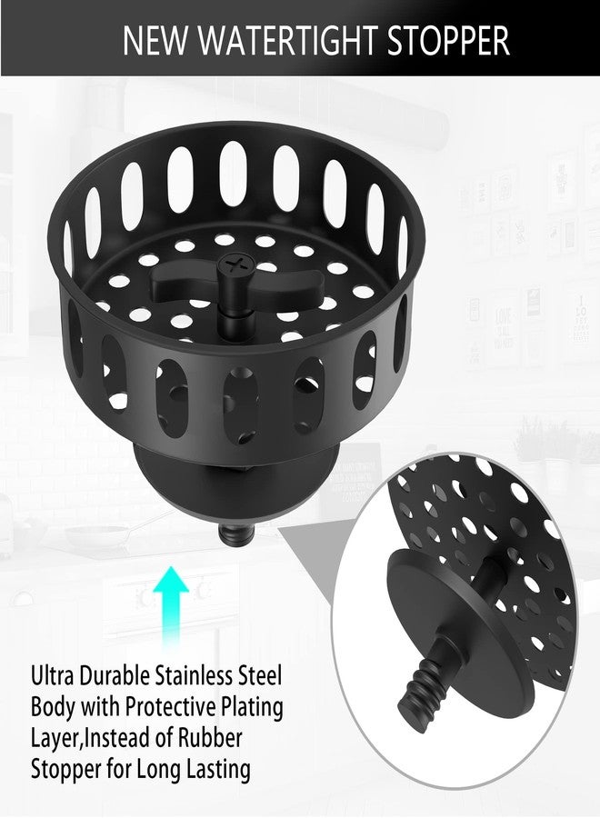 EXAKEY Black Sink Drain 3-1/2 Inch Kitchen Sink Drain Strainer Assembly Kit with Stainless Steel Strainer Basket and Drain Stopper for Standard Kitchen Sink Matte Black - Image 3