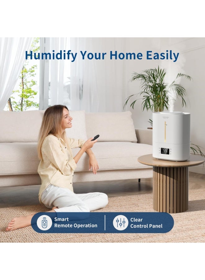 ASAKUKI Humidifiers for Bedroom Home, 4L Top Fill Ultrasonic Cool Mist Humidifiers for Baby Nursery & Plants Indoor, Adjustable Humidity Control, Auto Mode, Quiet Sleep Mode - Image 3