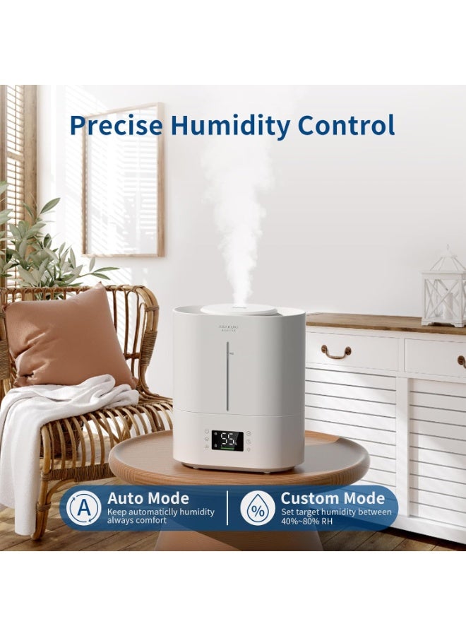 ASAKUKI Humidifiers for Bedroom Home, 4L Top Fill Ultrasonic Cool Mist Humidifiers for Baby Nursery & Plants Indoor, Adjustable Humidity Control, Auto Mode, Quiet Sleep Mode - Image 4