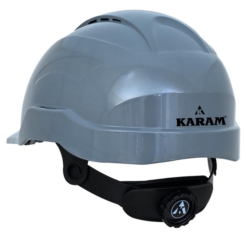 KARAM PN574 ABS Safety Helmet for Men Industrial & Outdoor Activities |Rachet Type Adjustment with Unique Sweat Absorbent Headband |Hard Hat| ANSI Certified| White - Image 3
