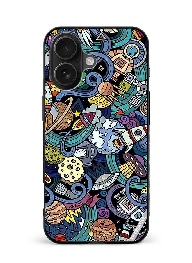 VR CREATIVE Protective Case Cover For Apple iPhone 16 Cartoon Doodles Design Multicolour