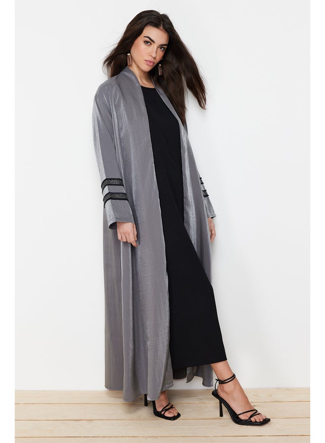 trendyol Smoked Embroidered Shiny Long Woven Cap & Ferace & Abaya TCTSS24KF00004 - Image 5