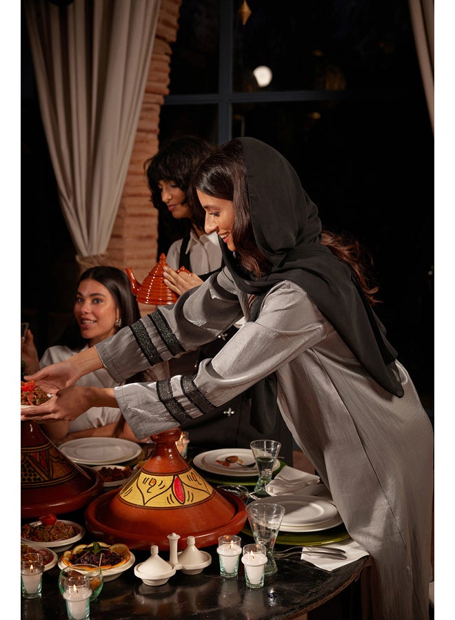 trendyol Smoked Embroidered Shiny Long Woven Cap & Ferace & Abaya TCTSS24KF00004 - Image 1