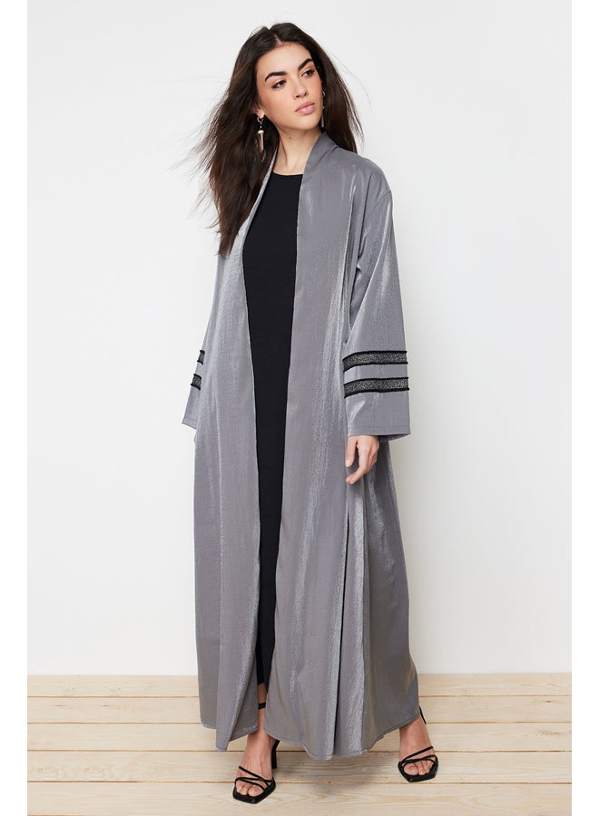 trendyol Smoked Embroidered Shiny Long Woven Cap & Ferace & Abaya TCTSS24KF00004 - Image 3