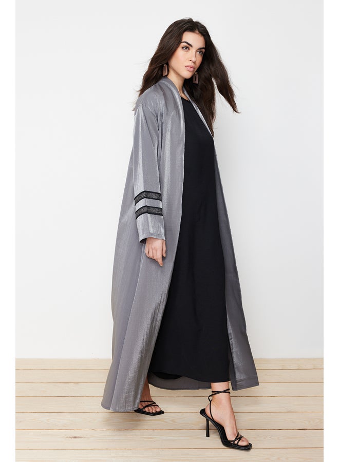 trendyol Smoked Embroidered Shiny Long Woven Cap & Ferace & Abaya TCTSS24KF00004 - Image 4