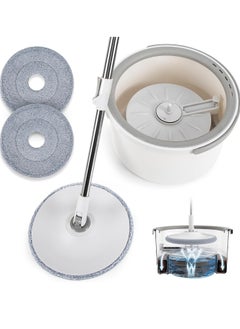 Scrolls Spin Mop Bucket Set 360° Flat Mop with with Self Separation Dirty and Clean Water System 2Pcs Microfiber Pad Extended Handle for All Types of Floor Cleaning  - Image 1