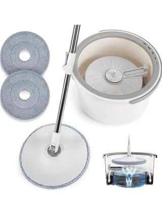 Spin Mop Bucket Set 360° Flat Mop with with Self Separation Dirty and Clean Water System 2Pcs Microfiber Pad Extended Handle for All Types of Floor Cleaning - pzsku/Z4916C5E844C64C12CEE3Z/45/_/1720430609/b2d58bf5-39a5-40a8-9f9f-873b3af5d720