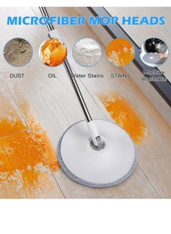 Scrolls Spin Mop Bucket Set 360° Flat Mop with with Self Separation Dirty and Clean Water System 2Pcs Microfiber Pad Extended Handle for All Types of Floor Cleaning  - Image 3