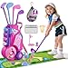 HYES Toddler Golf Set 24 Years Kids Golf Club with 8 Balls 4 Plastic Clubs Putting Mat Scoreboard Storage Bag Indoor Outdoor Game with Golf Cart Sport Toy Gift for Baby Boys Girls Age 35 Pink - Image 2