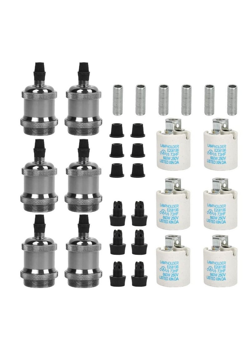 Excefore E26/E27 Pendant Light Fitting, 6 Pack Vintage Pendant Light Fitting, Retro Industrial Style E26/E27 Lamp Holder, Fitting Kit for DIY Suspension Chandeliers Modern Hanging Lampe  - Image 2