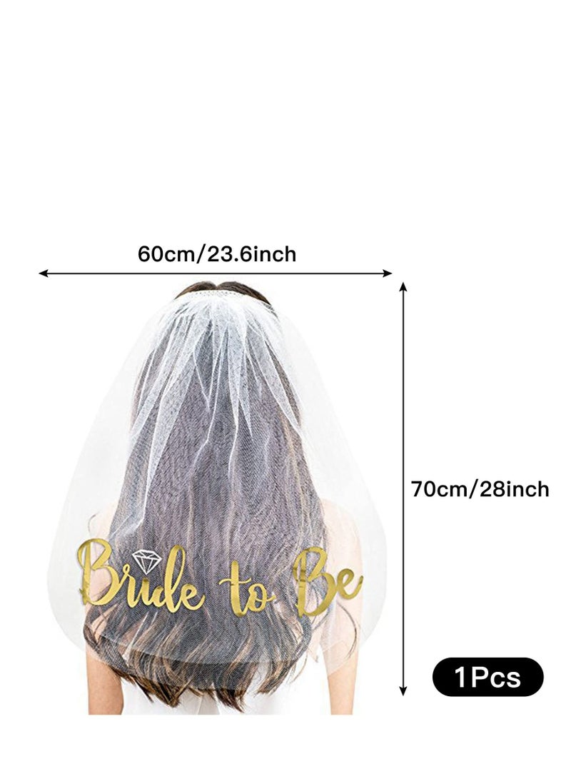 Loquat Veil Comb Bride to Be Hen Party Accessories Headband Tiara Gifts Decorations for Wedding, Engagement, Bridal Shower, Bachelorette Supplies - Image 5