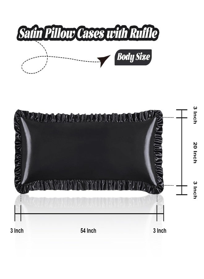 Homiest Ruffle Satin Body Pillow Cover, Silky Satin Body Pillowcase with Envelope Closure, Luxury & Ultra Soft Body Size Pillow Cases for Hair and Skin, Ruffled Long Pillow Shams (Black) - Image 3