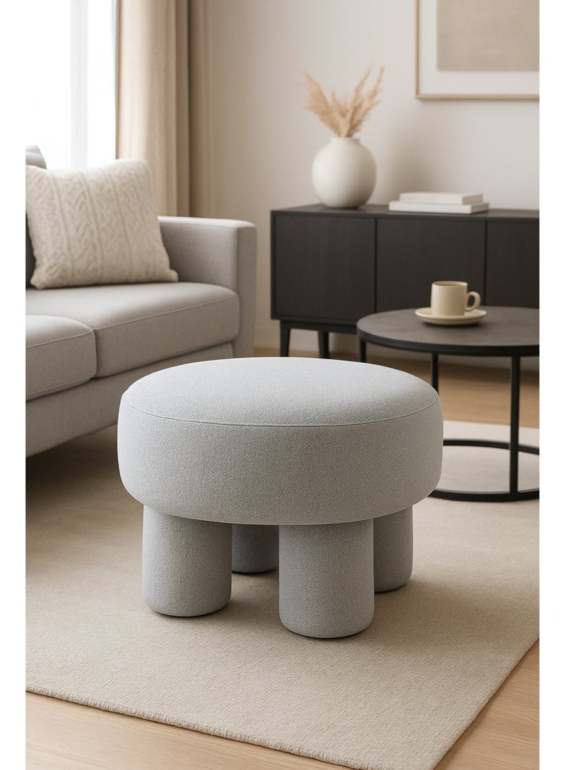 لوفت BELAMI-L، بوف، 60 × 60 × 41 سم، قماش، رمادي مبطن بالكامل - D030/EGG13A بوف عصرية وأنيقة بتصميم فاخر مصنوع من قماش ناعم - لمسة متطورة لغرفة المعيشة الحديثة، - Image 1