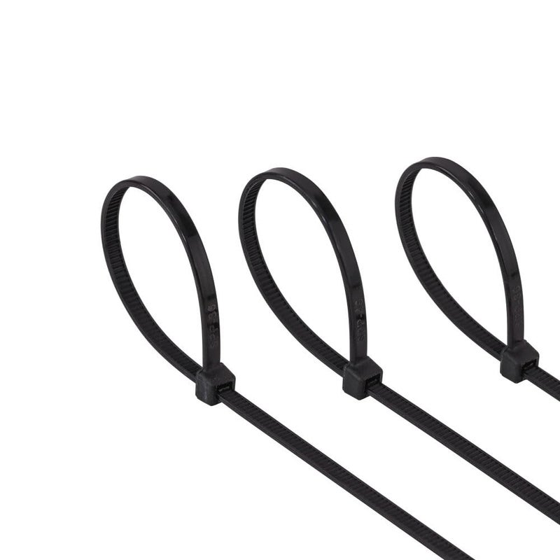 DM TAPES Nylon Self Locking Cable Ties, Black (300mm 4.8 mm, 12 inch, Pack of 100) - Heavy Duty Strong Zip Wire Fastener Organizer Tie - Image 1