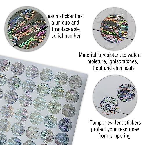 TLK&FBB 0.59 in High Security Tamper Evident Seal Warranty Void Original Genuine Authentic Hologram Labels/Stickers w/Unique Sequential Serial Numbering Tamper Proof Stickers (550) - Image 3