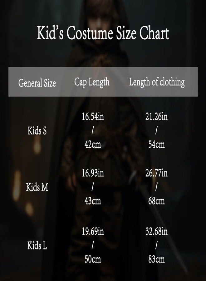 VZQI Hooded Cape for Kids Renaissance Cloak Boys Medieval Halloween Witch Costume Wizard Cape Green 3'11''-4'7'' - Image 3