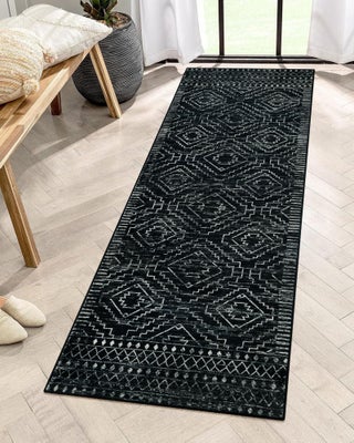 Wonnitar Washable Kitchen Runner Rug 2x6  Moroccan Black Runners for Hallway  Non Slip Bohemian Soft Bathroom Throw Mat Geometric Carpet Runner for Laundry Entryway Bedroom (Black 2'x6') - pzsku/Z49171BC597D3DDF4C994Z/45/1749718191/c59069ec-cf2f-4a37-9d32-6f76c5659f54