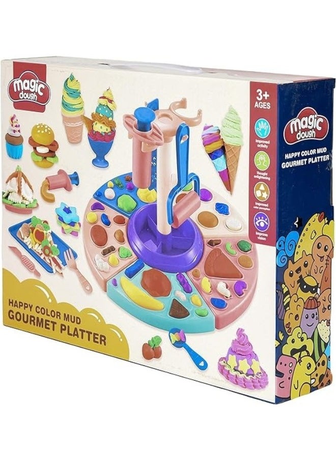 magic dough Magic Dough Color Mud Gourmet Platter Toy With 40 pcs For Girls -Multi Color  - Image 4