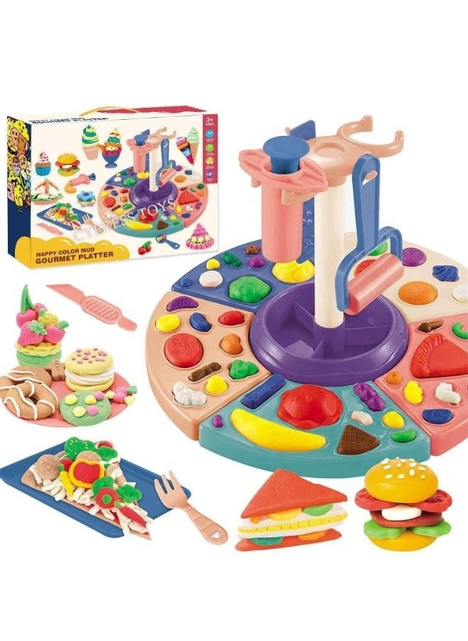 magic dough Magic Dough Color Mud Gourmet Platter Toy With 40 pcs For Girls -Multi Color  - Image 1
