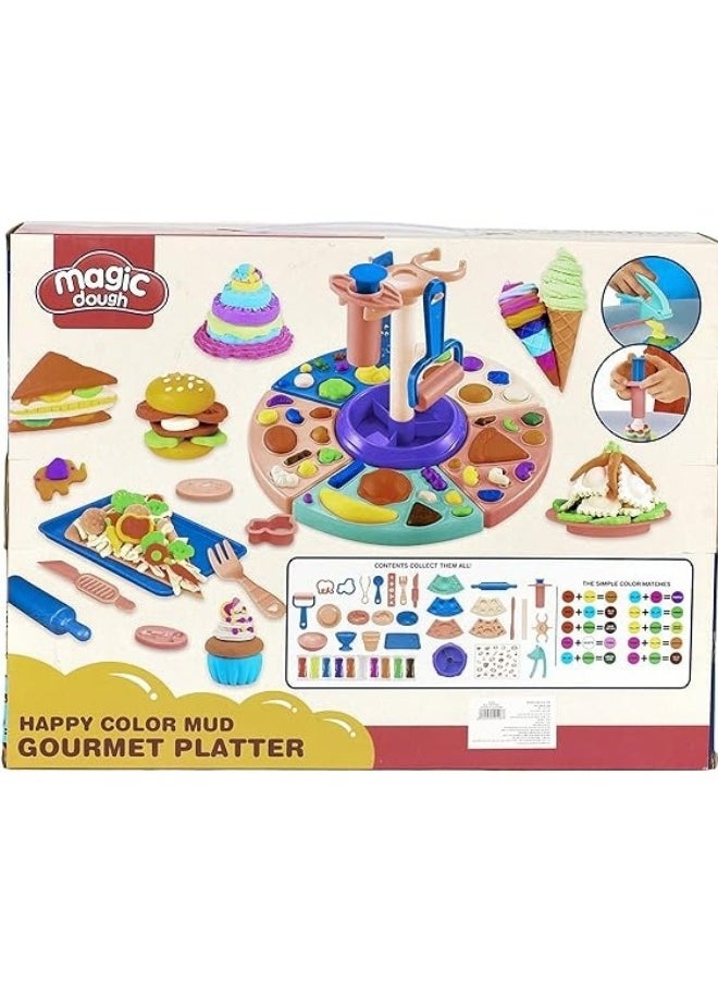 magic dough Magic Dough Color Mud Gourmet Platter Toy With 40 pcs For Girls -Multi Color  - Image 3