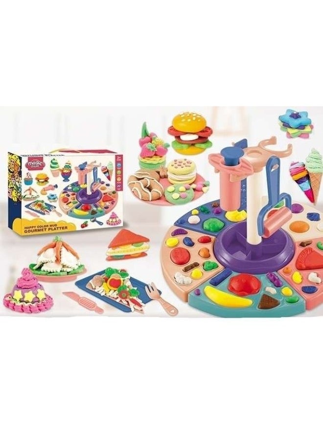magic dough Magic Dough Color Mud Gourmet Platter Toy With 40 pcs For Girls -Multi Color  - Image 5