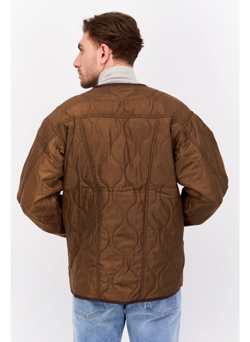 Wrangler Men Quilted Puffer Jacket, Brown  - Image 4