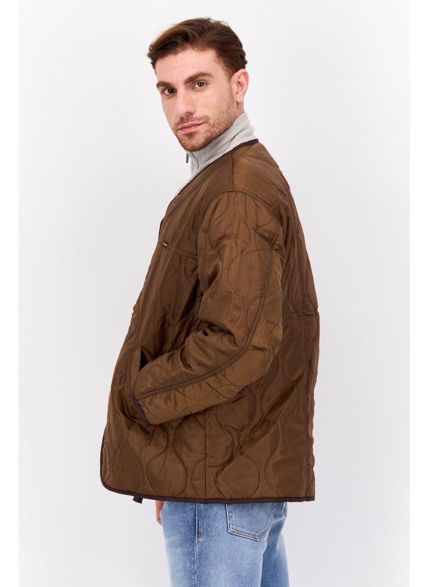 Wrangler Men Quilted Puffer Jacket, Brown  - Image 2