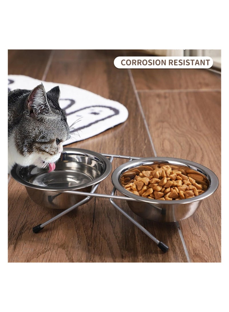 Generic Elevated Double Pet Bowl – Stainless Steel Food & Water Feeder for Cats and Puppies - Image 2