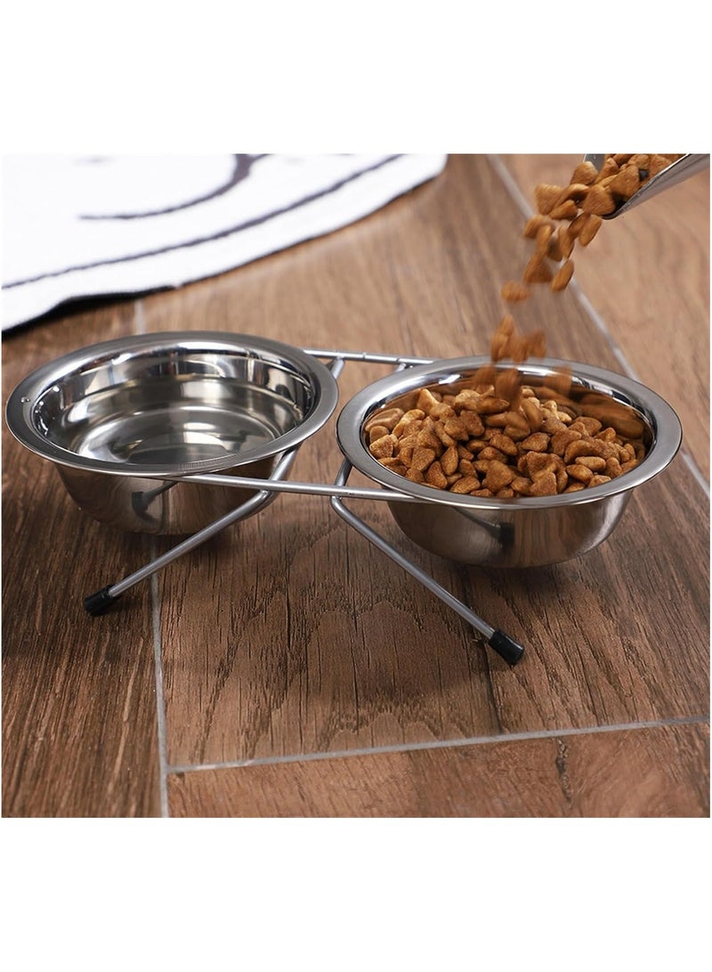 Generic Elevated Double Pet Bowl – Stainless Steel Food & Water Feeder for Cats and Puppies - Image 4