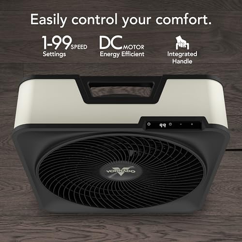 Vornado Model 80X High Velocity Box Fan with Kick Stand, Digital Display, Removable Grille, Variable Speed Control, 1-12 Hour Timer, Powerful Floor Fan for Bedroom, Targeted Cooling Fan, Cool Gray - Image 4