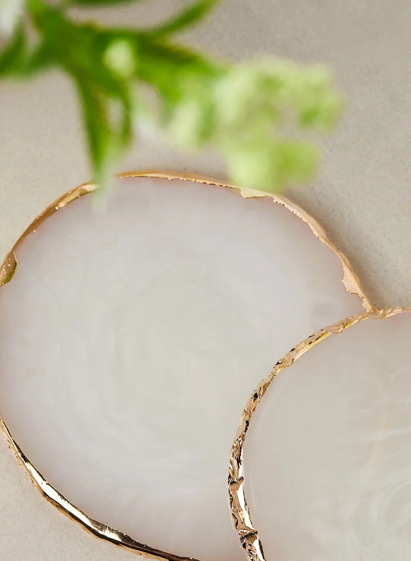 Aish Set Of 2 Gilded Quartz Coasters