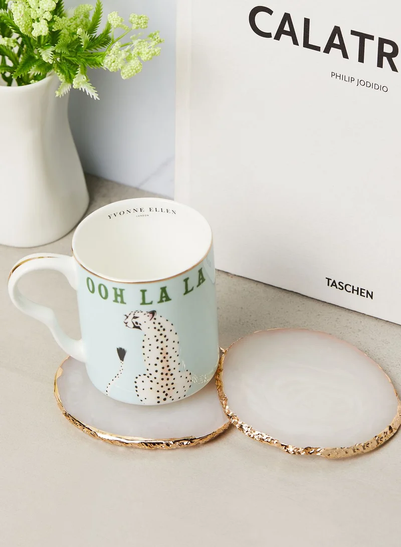 Aish Set Of 2 Gilded Quartz Coasters
