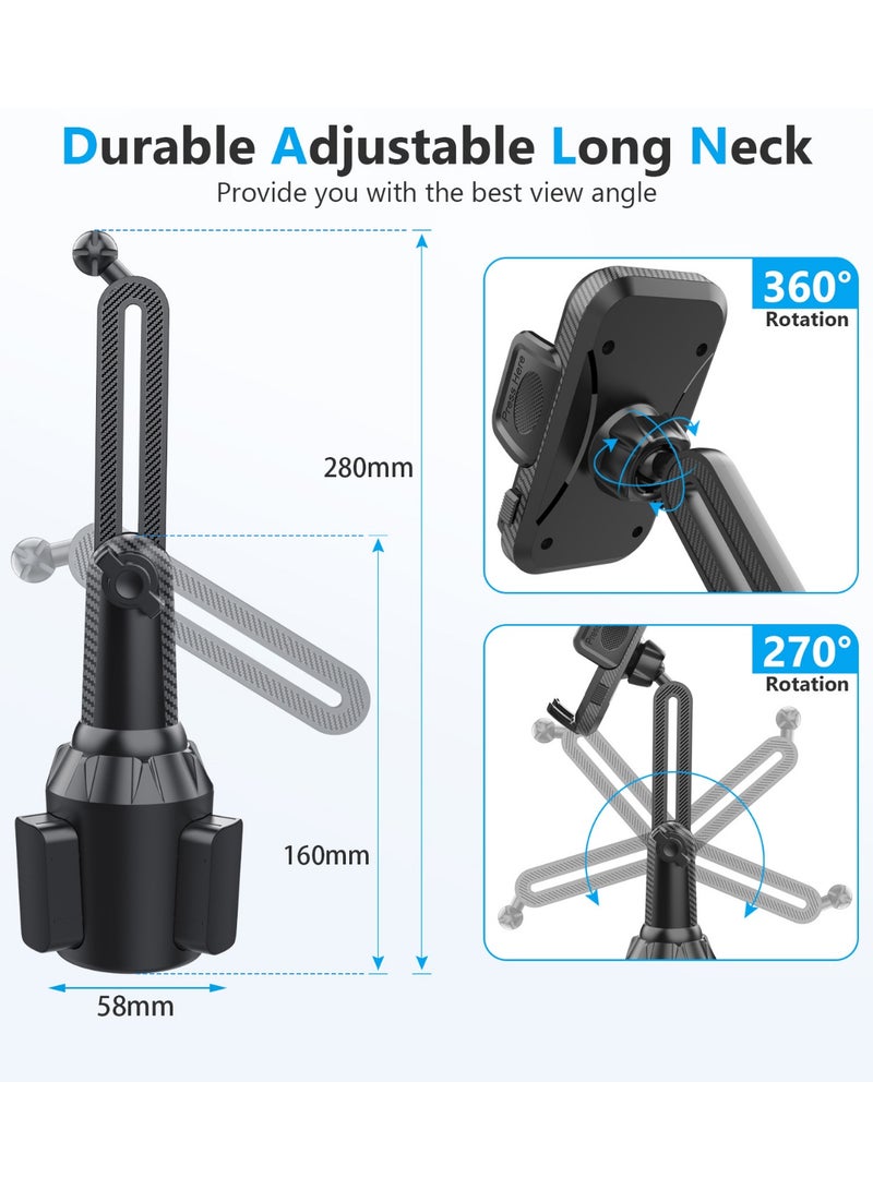 Digipace Car Cup Holder Phone Mount, Long Arm Adjustable Cell Phone Holder for Car, Sturdy Anti-Shake Cradle, Compatible with All Smartphones for Commute & Road Trip - Image 4