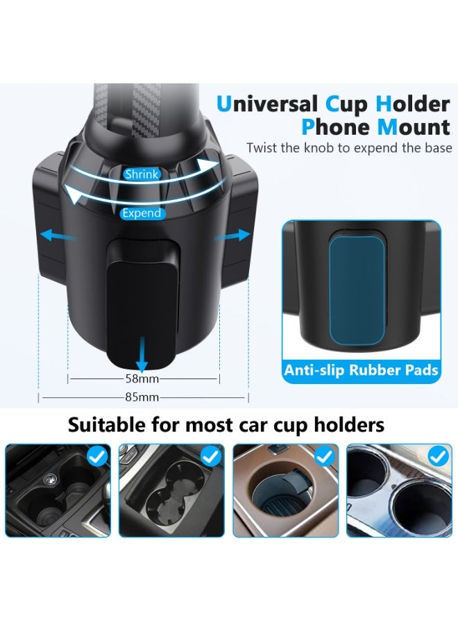 Digipace Car Cup Holder Phone Mount, Long Arm Adjustable Cell Phone Holder for Car, Sturdy Anti-Shake Cradle, Compatible with All Smartphones for Commute & Road Trip - Image 2