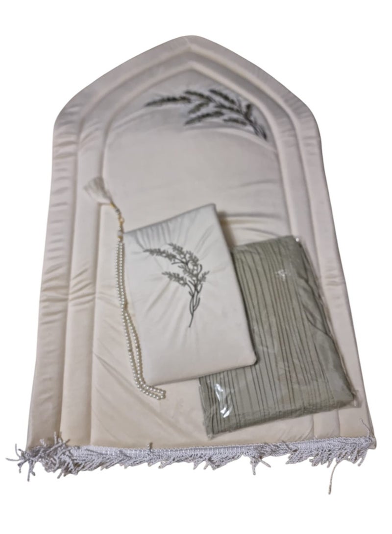 Foam Prayer Mat Embroidered With Quran Cover, Prayer Dress And Tasbih For Women Multicolor  - Image 1
