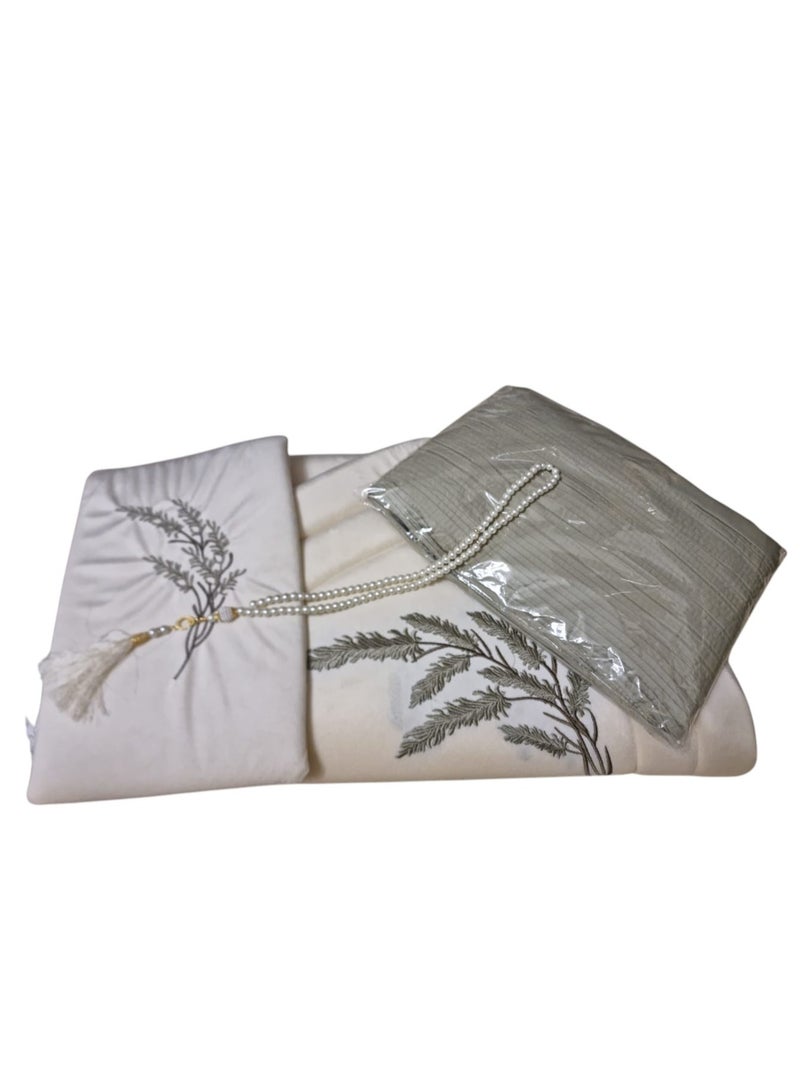 Foam Prayer Mat Embroidered With Quran Cover, Prayer Dress And Tasbih For Women Multicolor  - Image 2