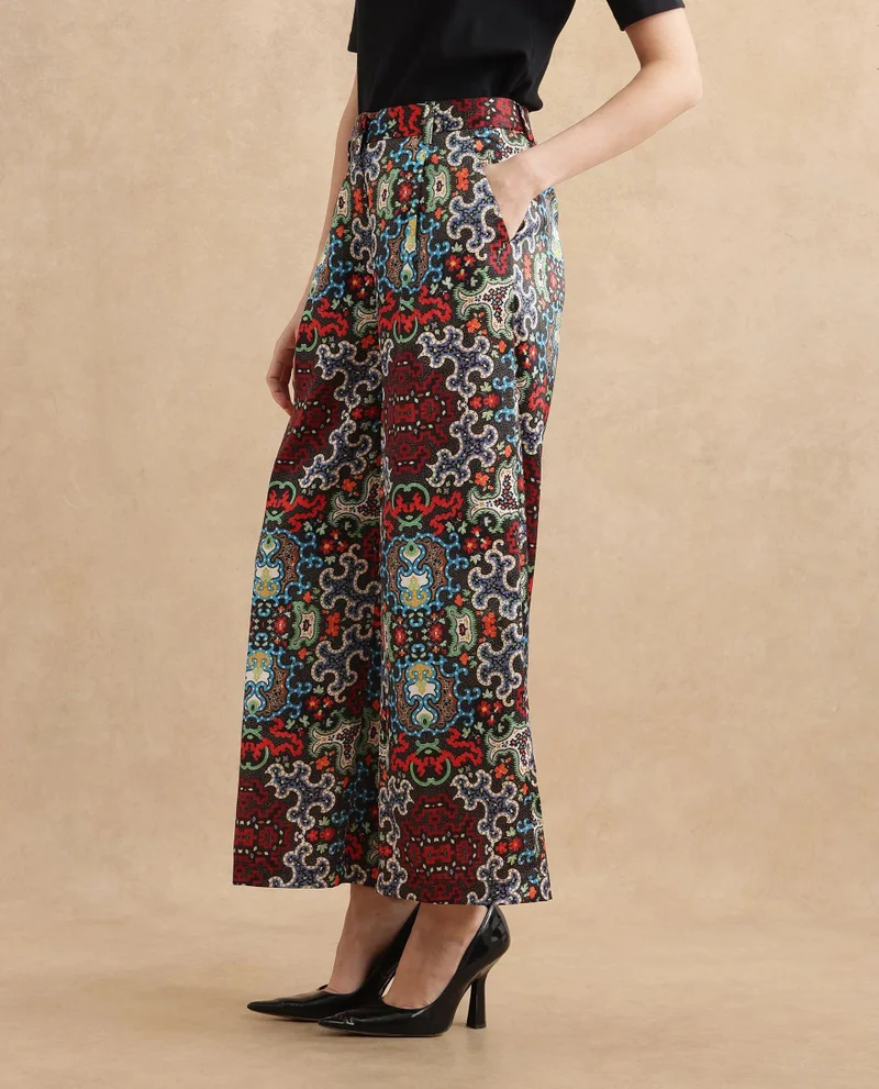 Rareism Women's Ankle Length Abstract Print Trouser