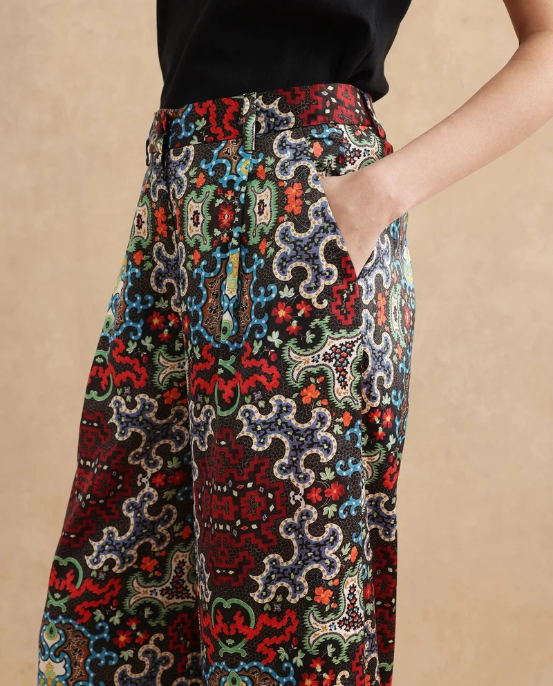 Rareism Women's Ankle Length Abstract Print Trouser
