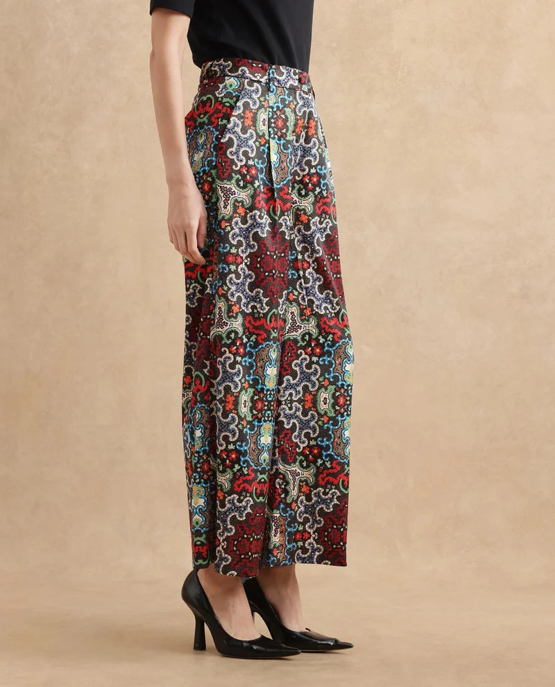 Rareism Women's Ankle Length Abstract Print Trouser